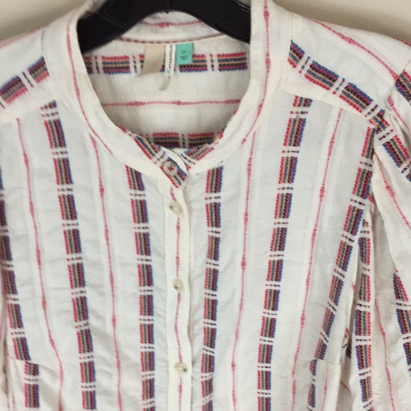 Pilcro Anthropologie Cotton Boho Embroidered Bella Femme Puff Sleeve Top XL - Picture 8 of 16